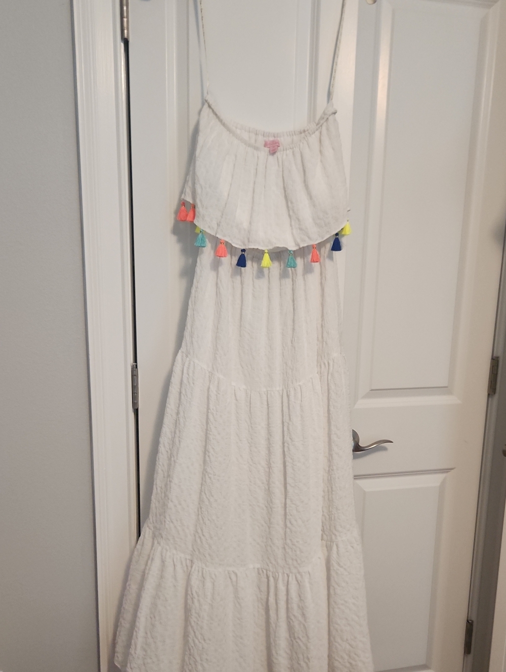 Lilly Pulitzer White Maxi Dress with Multicolor Tassels